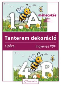 Méhecskés tanterem dekoráció ajtóra – ingyenesen letölthető PDF, ami vidámságot és barátságos hangulatot visz az osztályterembe.
