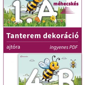 Méhecskés tanterem dekoráció ajtóra – ingyenesen letölthető PDF, ami vidámságot és barátságos hangulatot visz az osztályterembe.