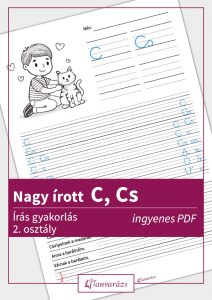 Nagy írott C, Cs gyakorló feladatlap színezővel, a betű írásának gyakorlásához.