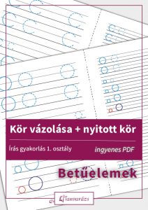 Ingyenesen letölthető gyakorlólap a kör vázolása betűelem precíz és magabiztos gyakorlásához kétféle sortávolsággal.