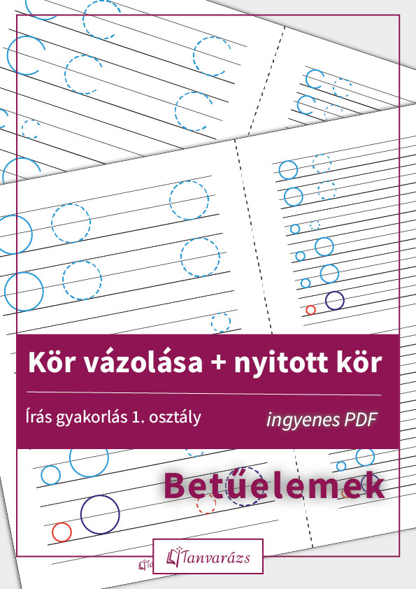 Ingyenesen letölthető gyakorlólap a kör vázolása betűelem precíz és magabiztos gyakorlásához kétféle sortávolsággal.