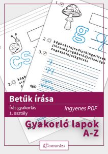 Betűk írása gyakorlólap-gyűjtemény a betűk írásához az összes betű tanulásához, a Gyöngybetűk munkafüzet sorrendjében.