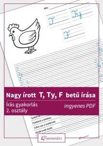 Nagy írott T, Ty, F betű gyakorló feladatlap gyerekeknek – játékos írásfejlesztő gyakorlat színezővel