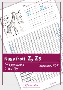 Nagy írott Z és Zs betűk gyakorló feladatlap másodikosoknak, színezhető jutalommal. A finommotoros készség fejlesztésére.