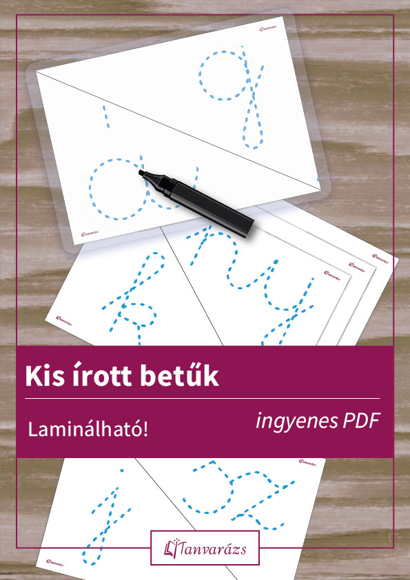Kis írott betűk – szaggatott vonallal írt újraírható gyakorlólap az első osztályosok írásgyakorlásához