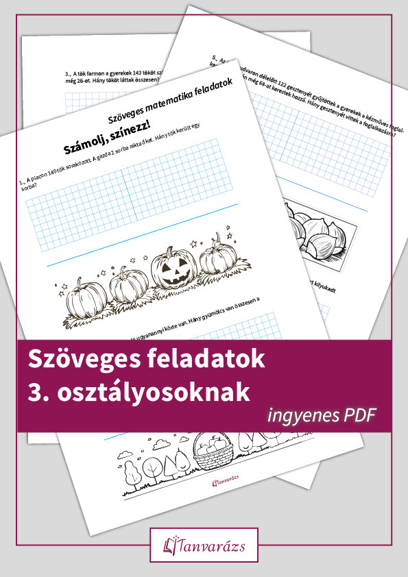 Szöveges feladatok 3. osztályosoknak: Őszi témájú feladatlap színezővel, 200-as számkörben összeadással és kivonással.