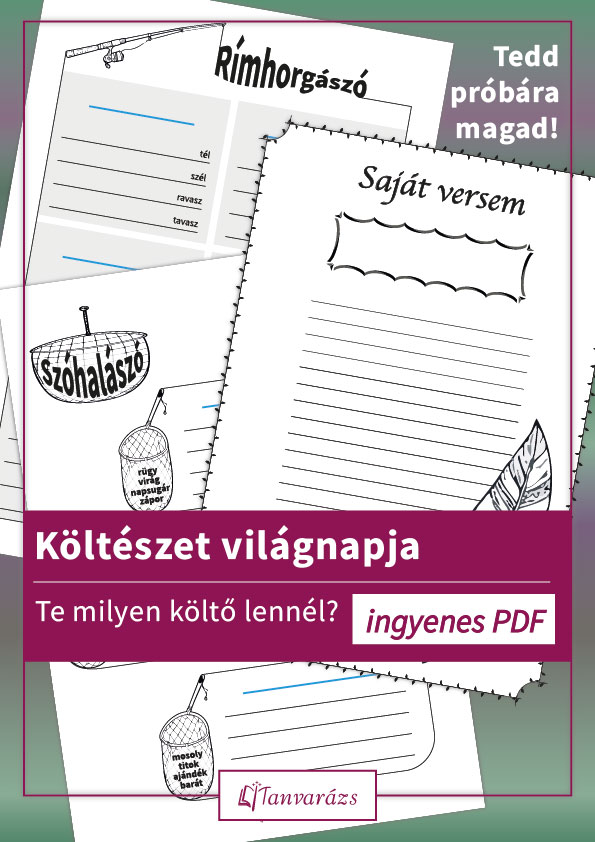 Költészet világnapja feladatlap alsósoknak: rímhorgászó és szólalászó kreatív versírási játékok.