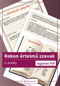 Rokon értelmű szavak 3. osztály – elvarázsolt könyvlap és varázslexikon