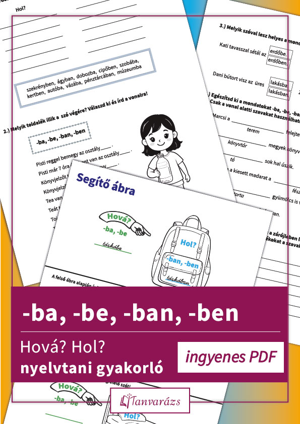 Ba be ban ben feladatlap alsósoknak, vizuális segítő ábrával és változatos gyakorlófeladatokkal
