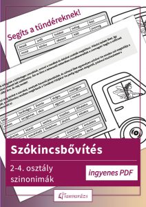Szókincsbővítés játékos feladatlappal alsós gyerekeknek, szinonimakereső teherautós feladat