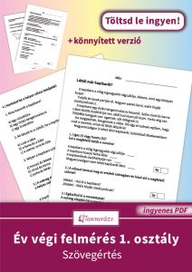 Év végi felmérés 1. osztály szövegértés – kapibarás feladatlap nyomtatható verzióban
