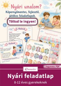 Nyári feladatlap gyerekeknek kalandos, játékos fejlesztő feladatokkal