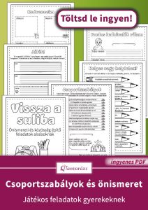 Csoportszabályok és önismeret játékos feladatok gyerekeknek – Vissza a suliba fejlesztő feladatlap színezhető oldalakkal, önismereti és közösségépítő tevékenységekkel alsó